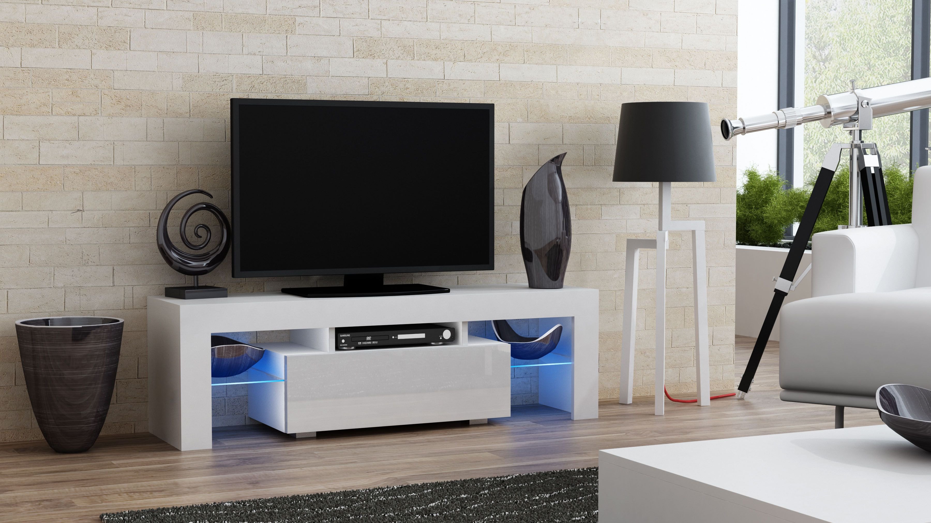 Tall Tv Stand for Bedroom Unique Milano 130 White Small Tv Stand