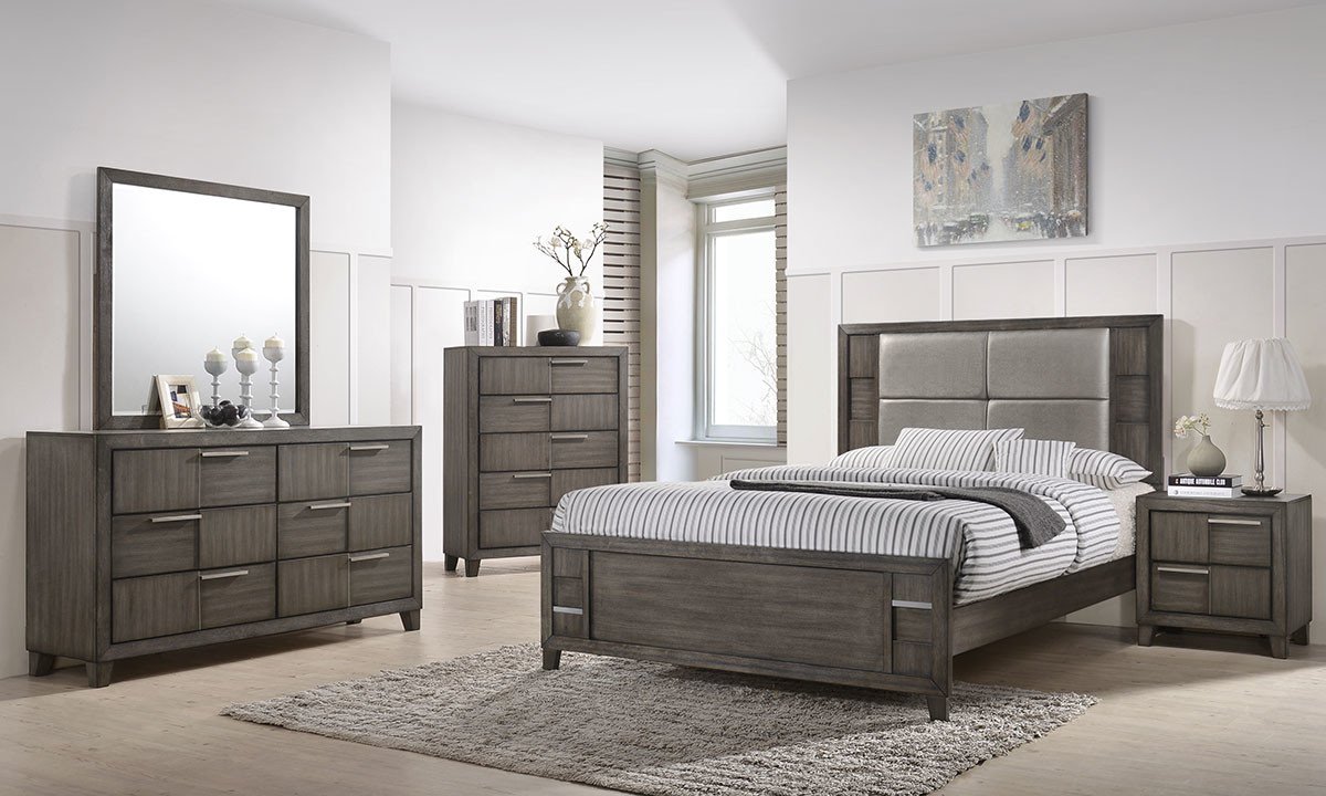 denton 5 piece queen bedroom set grey 1200