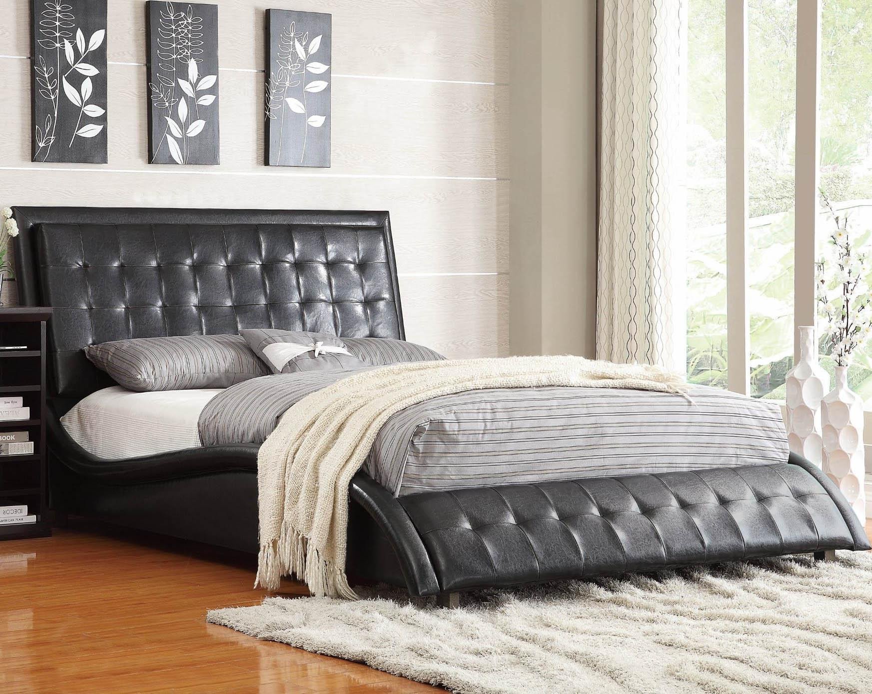 Tufted Headboard Bedroom Set Luxury Tully Black Upholstered Bed