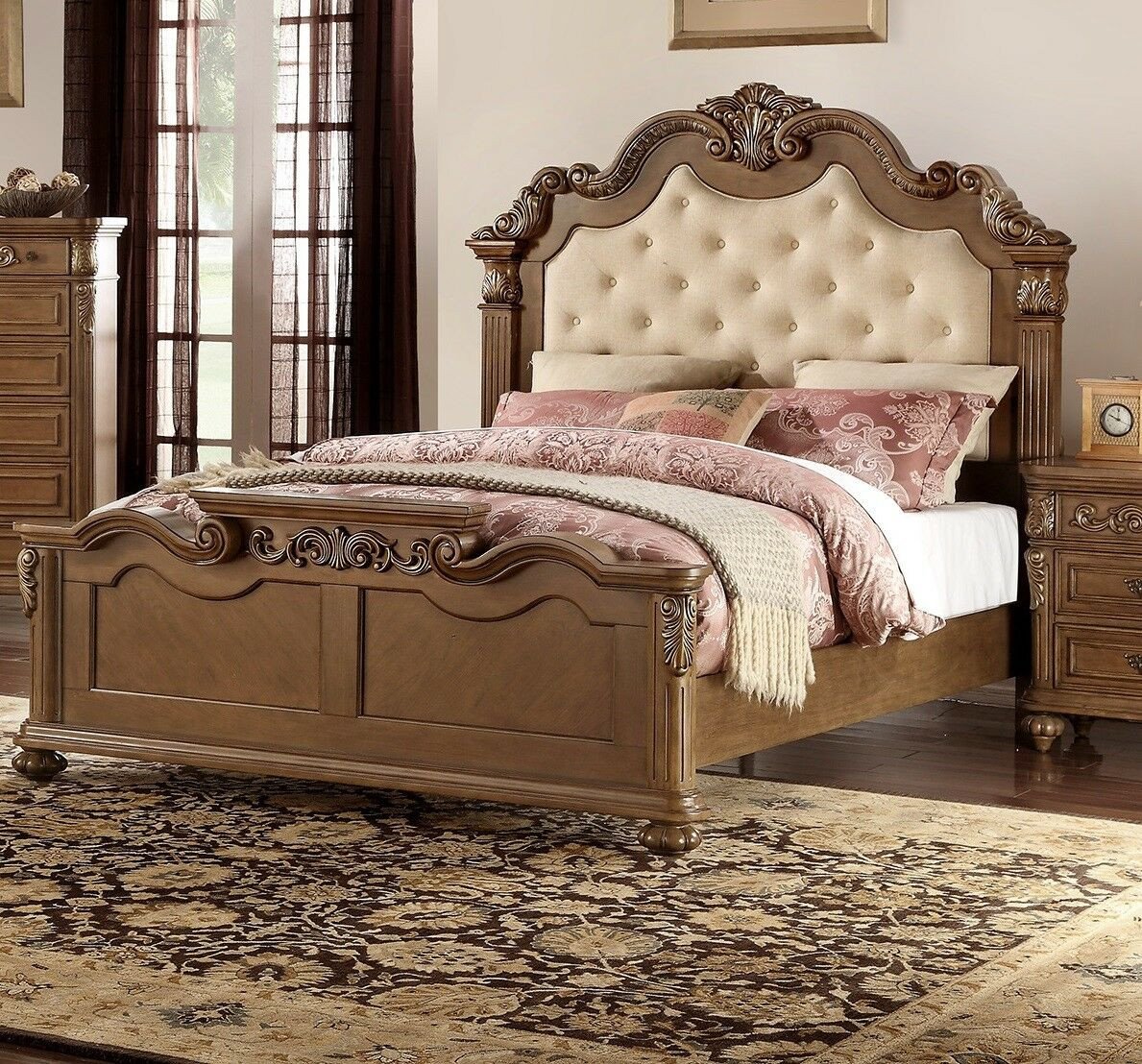 Tufted King Bedroom Set Elegant Bedroom Furniture 1pc Cal King Size Bed Medium Brown Tufted Hb Faux Leather