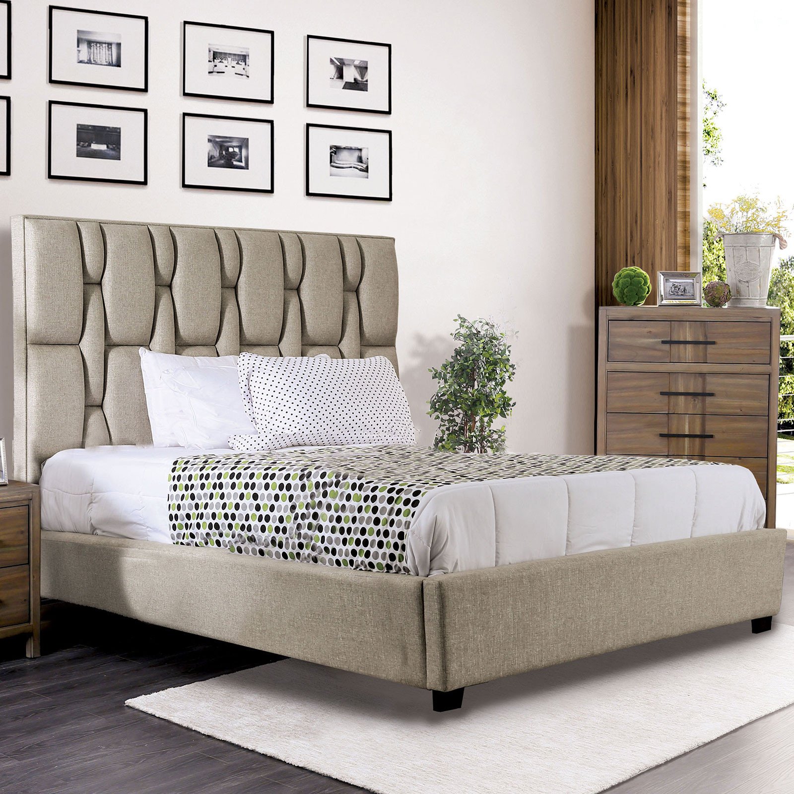 Tufted King Bedroom Set Elegant Furniture Of America Deirdre California King Upholstered Bed In Beige