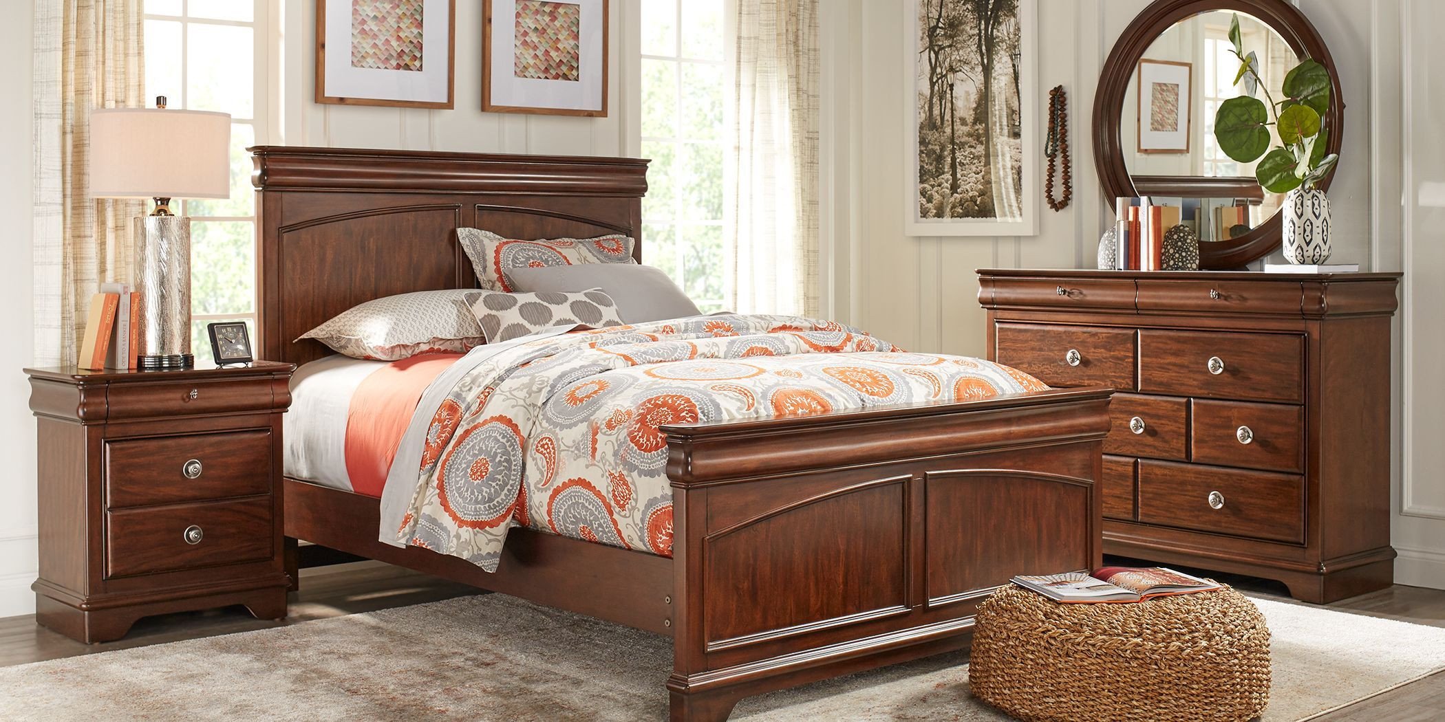 Twin Bed Bedroom Set Luxury Kids Oberon Cherry 5 Pc Twin Panel Bedroom In 2019