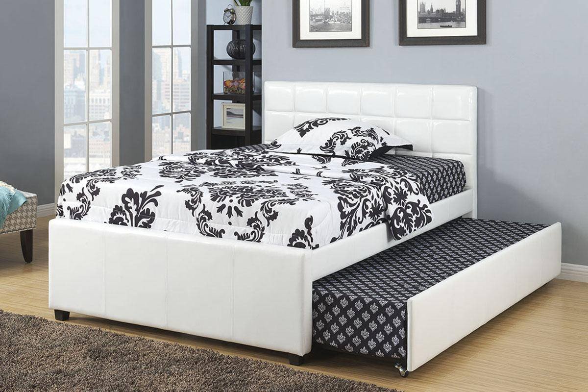 Twin Trundle Bedroom Set Beautiful White Faux Leather Full Size Bed W Trundle F9216 Poundex Modern