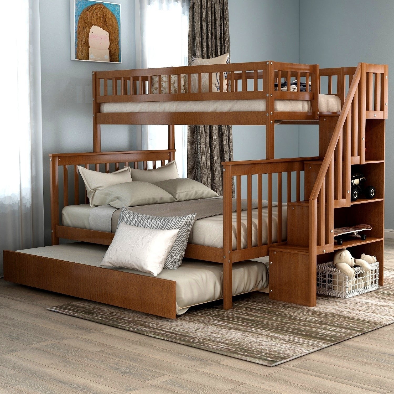 Twin Trundle Bedroom Set Inspirational Taylor &amp; Olive Freesia Twin Over Full Stairway Bunk Bed with Trundle