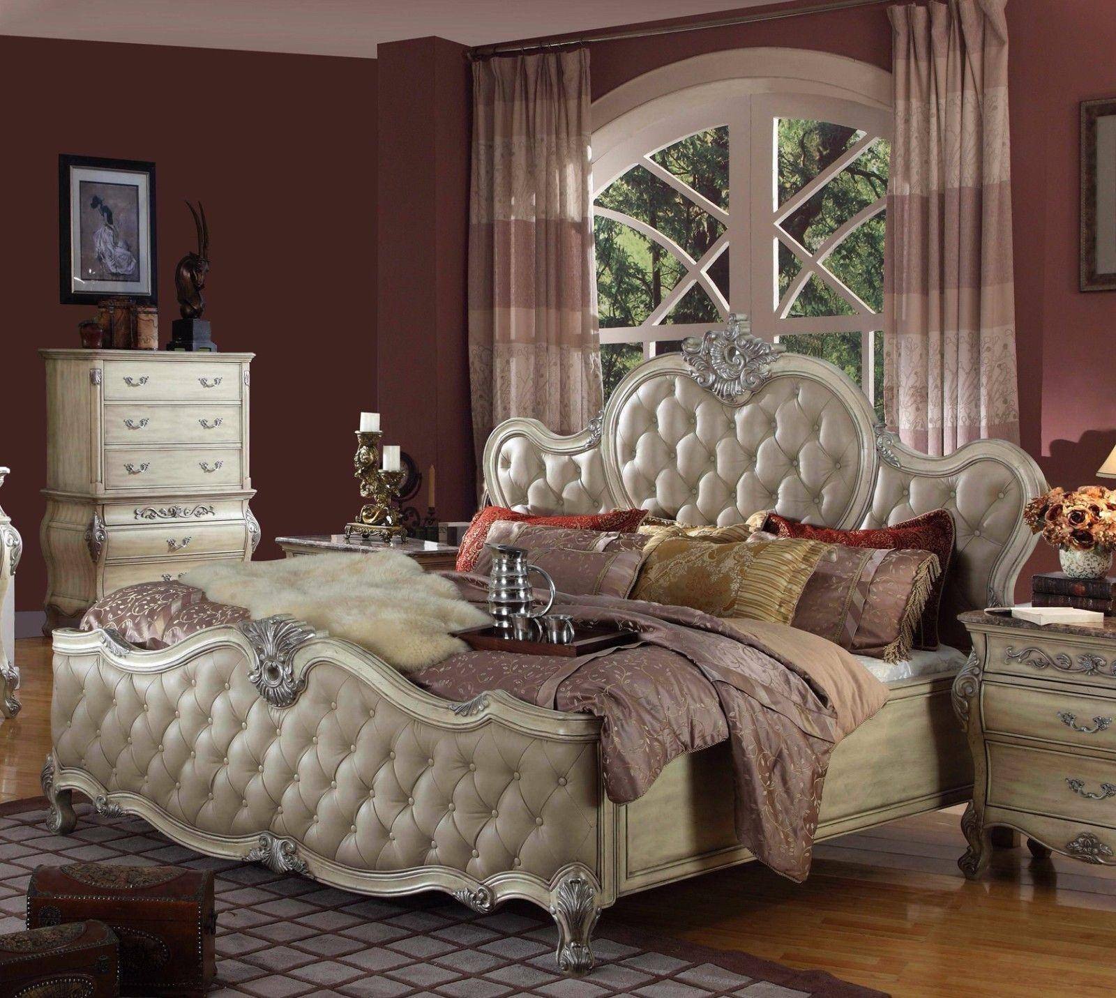 Used King Bedroom Set Inspirational Mcferran B8301 Antique White Bonded Leather California King