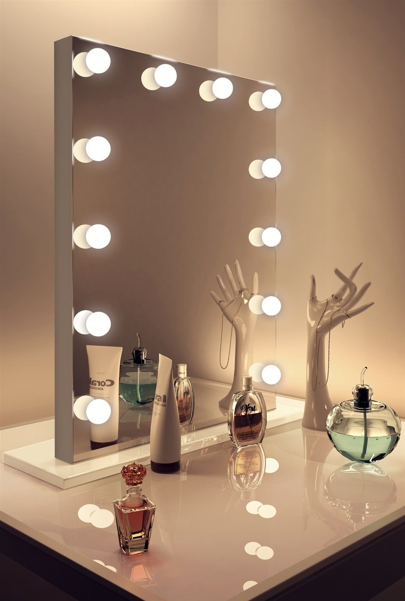 Vanity Mirror with Light for Bedroom Beautiful Catalonia Silver Edge Mirror Medium