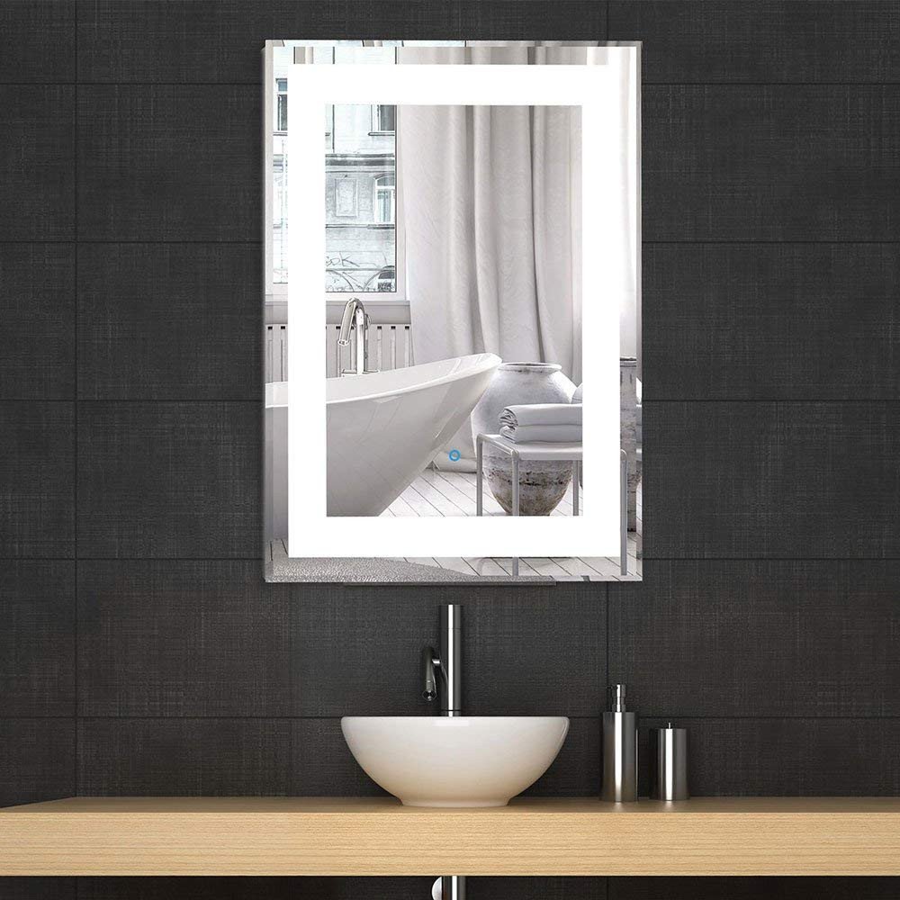 Vanity Mirror with Light for Bedroom Luxury Decoraport Vertical Rectangle Led Bathroom Mirror Illuminated Lighted Vanity Wall Mounted Mirror 24&quot; 32&quot; Yj 2268h