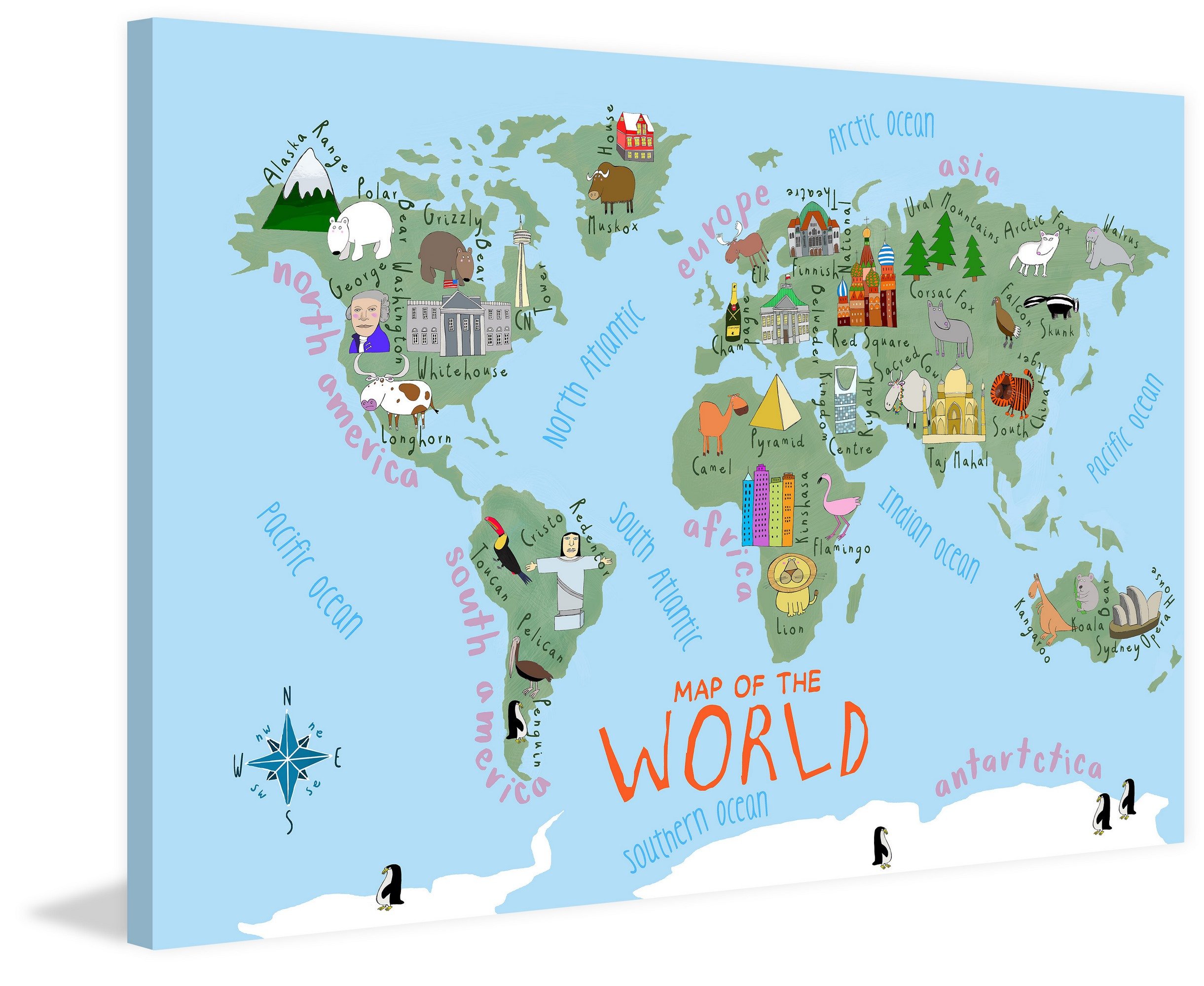 Wal Mart Bedroom Furniture Inspirational Marmont Hill Blue Map Of the World by Carla Daly Canvas Wall