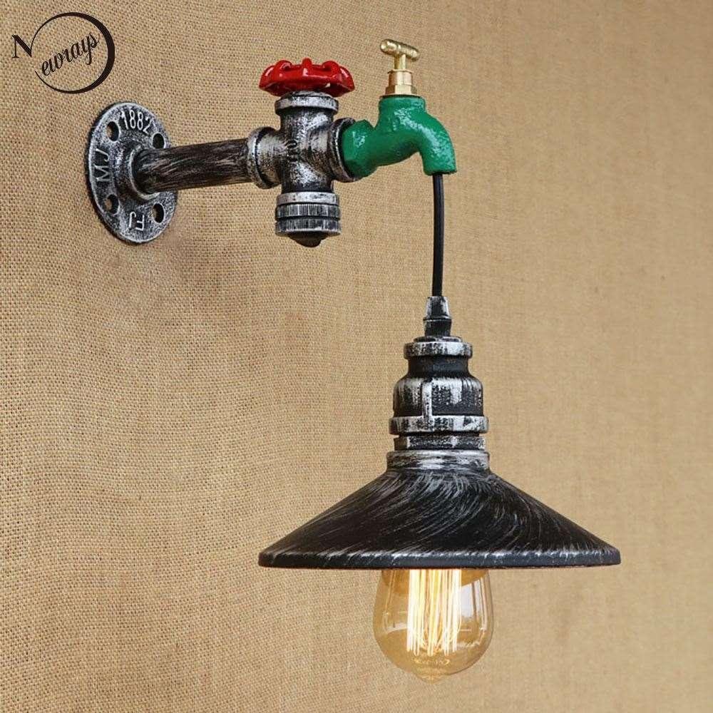 Wall Lamps for Bedroom Inspirational Retro Iron touch Switch Water Pipe Vintage Loft Wall Lamp with Edison Led Bulb Lights for Cafe Hallway Bedroom Living Room Bar