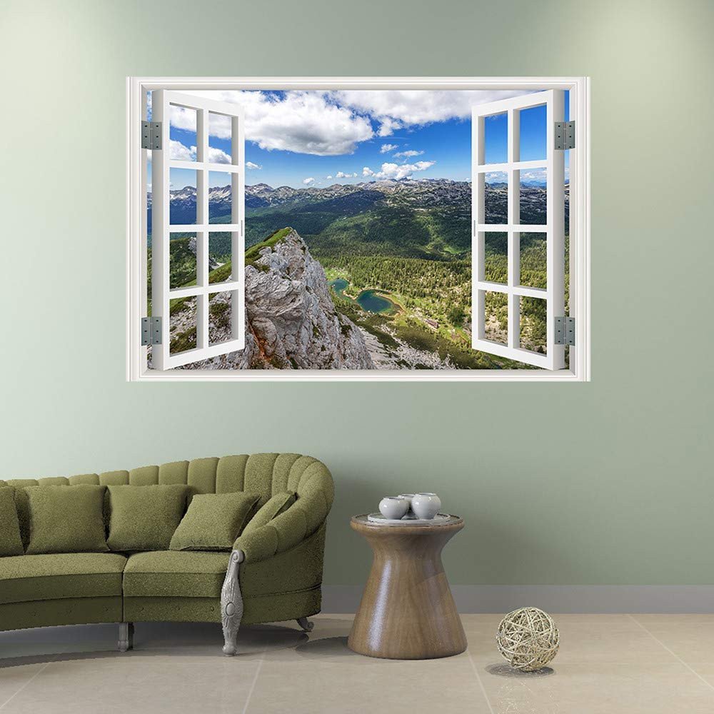 Wall Mirror for Bedroom Unique Quaanti 3d Full Colour High Definition Nature Scenery False Faux Window Frame Sky Ocean Wall Sticker Home Decor Living Room Bedroom Wall Decals E