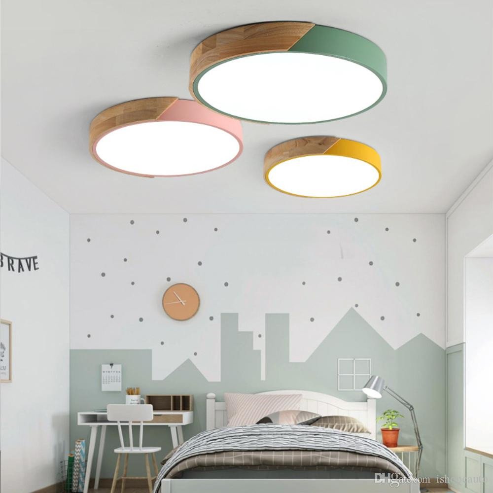 Wall Mounted Light for Bedroom Beautiful 2019 nordic Wood Led Ceiling Lights Modern Colorful Ceiling Lamps Round Ultra Thin Plafond Lamp Bedroom Ceiling Light Fixture Rnb73 From ishopcauto