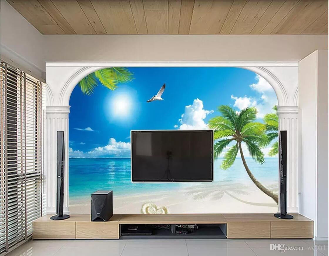 Wallpapers for Bedroom Wall New 3d Room Wallpaper Custom Non Woven Mural Mediterranean Landscape Seaside Scenery Tv Background Wall Mural Wallpaper for Walls 3 D Free