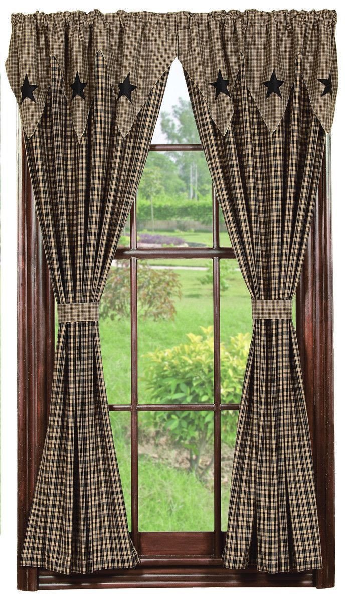 Western Curtains for Bedroom Elegant Vintage Star Black Lined Panel Curtains 84&quot;