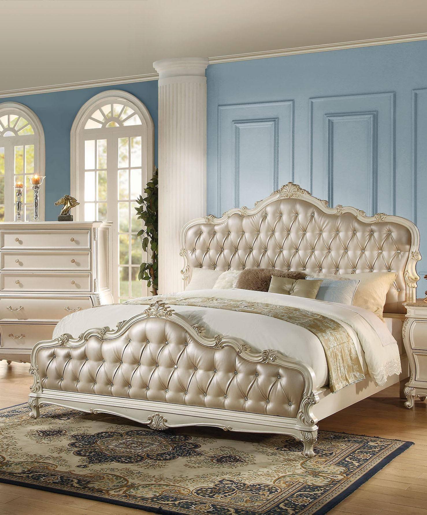 White and Gold Bedroom Set Fresh Rose Gold Pearl White Queen Bed Chantelle Q Acme Classic