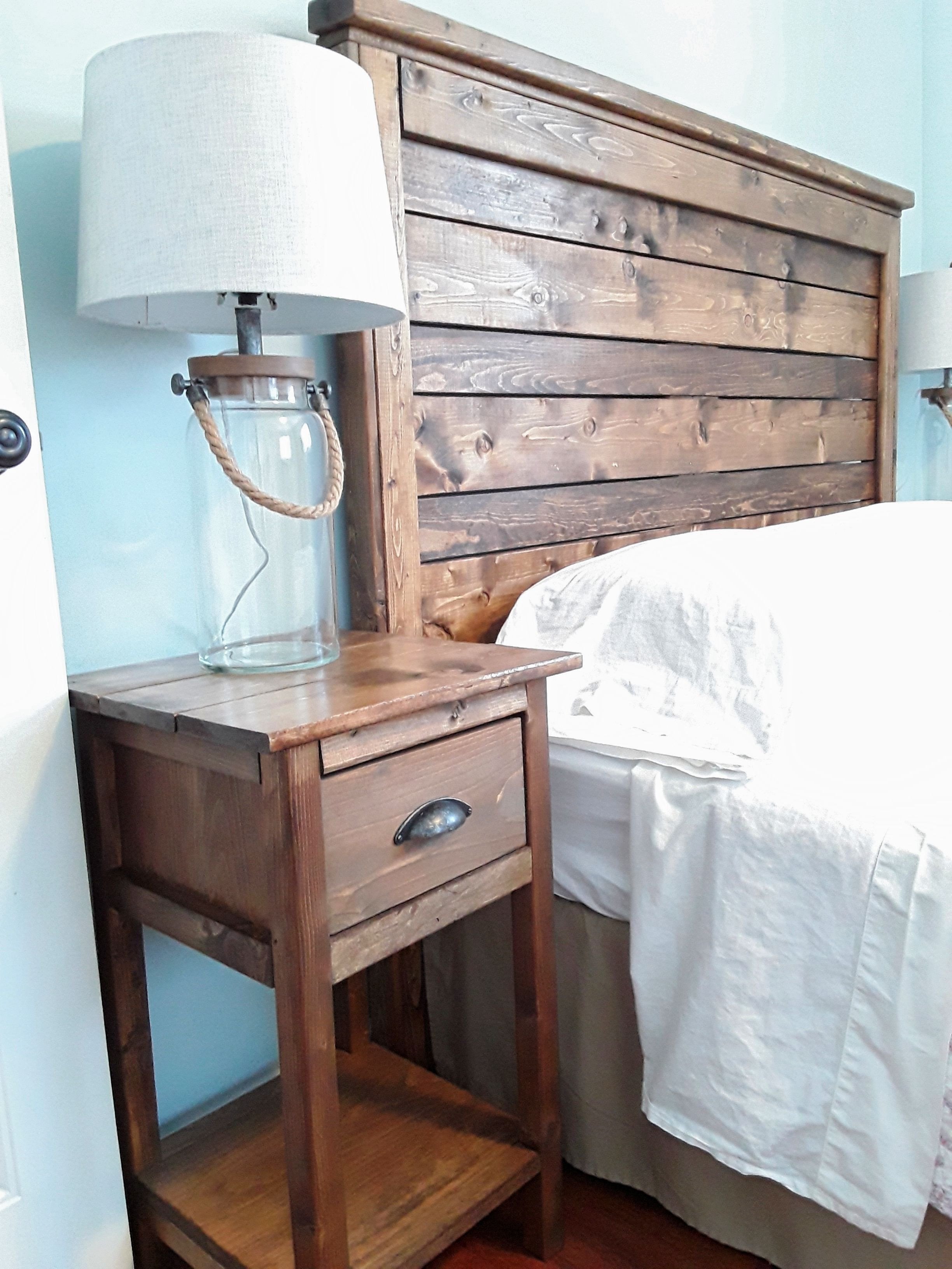 White Bedroom End Tables Awesome Diy Rustic Wood Headboard and Nightstand