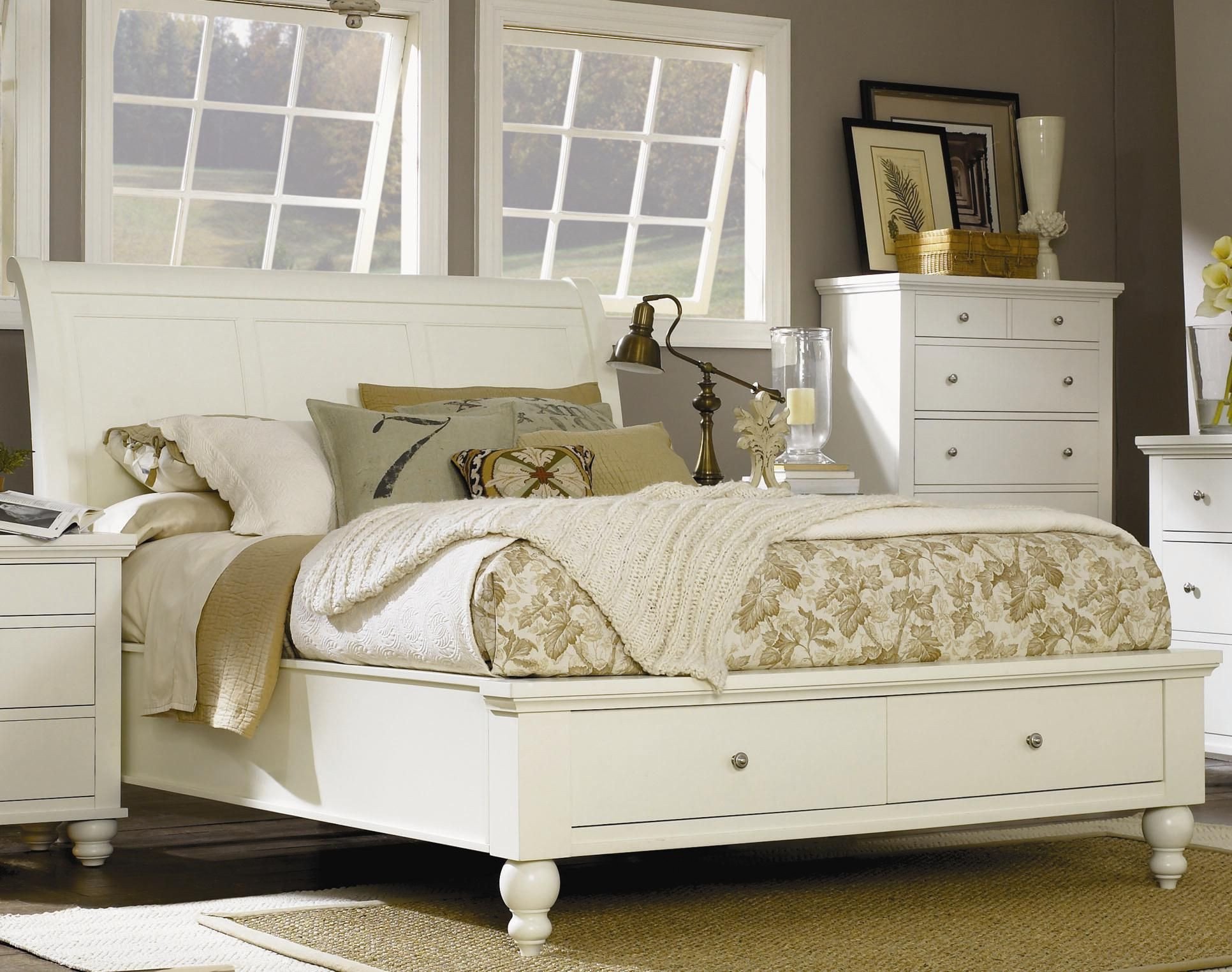 White Bedroom Set Queen New Cambridge King Size Bed with Sleigh Headboard &amp; Drawer