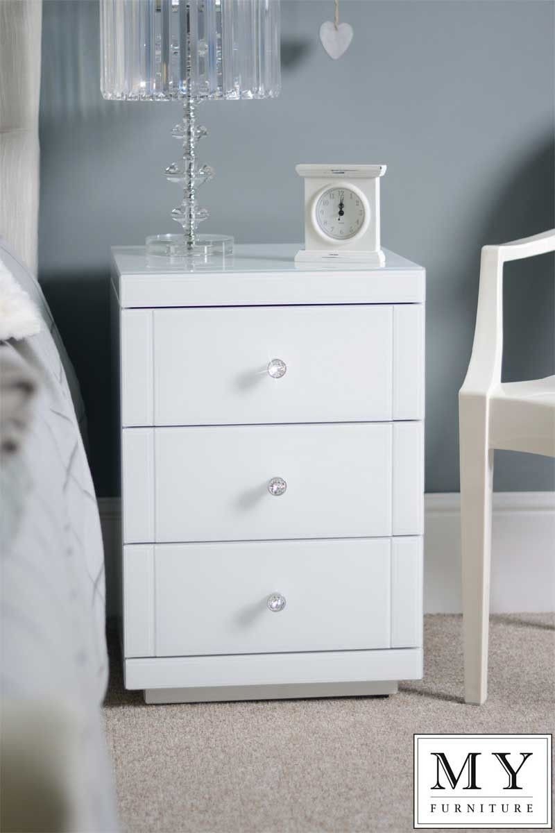 White Gloss Bedroom Furniture Unique White Glass High Gloss Bedside Table 3 Drawer