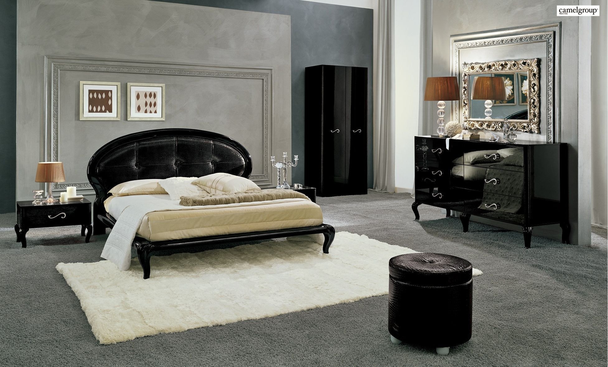 White Lacquer Bedroom Furniture Luxury Magic Bedroom Set In Black Lacquer Finish by Camelgroup