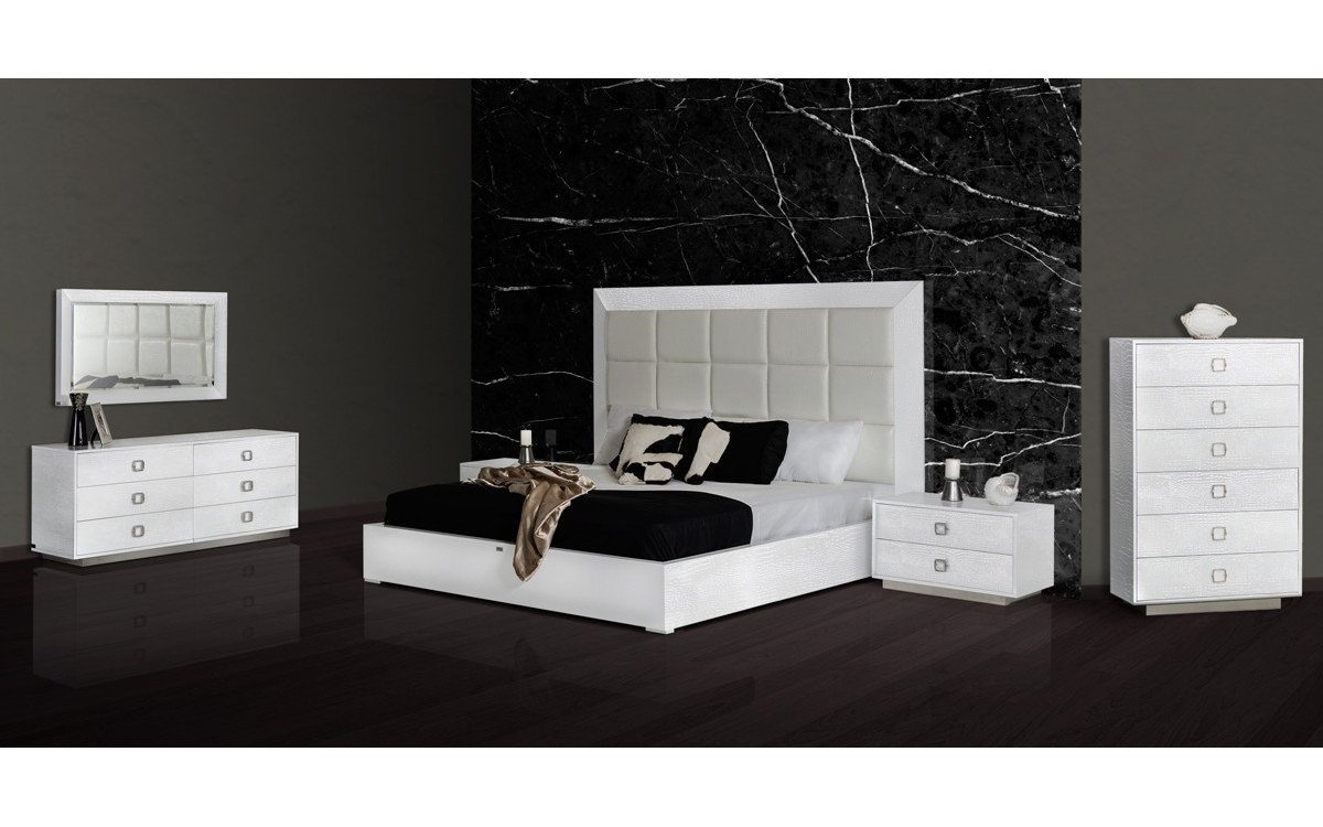 White Lacquer Bedroom Set Beautiful A&amp;x Victoria Modern White Crocodile Bedroom Set Queen Buy