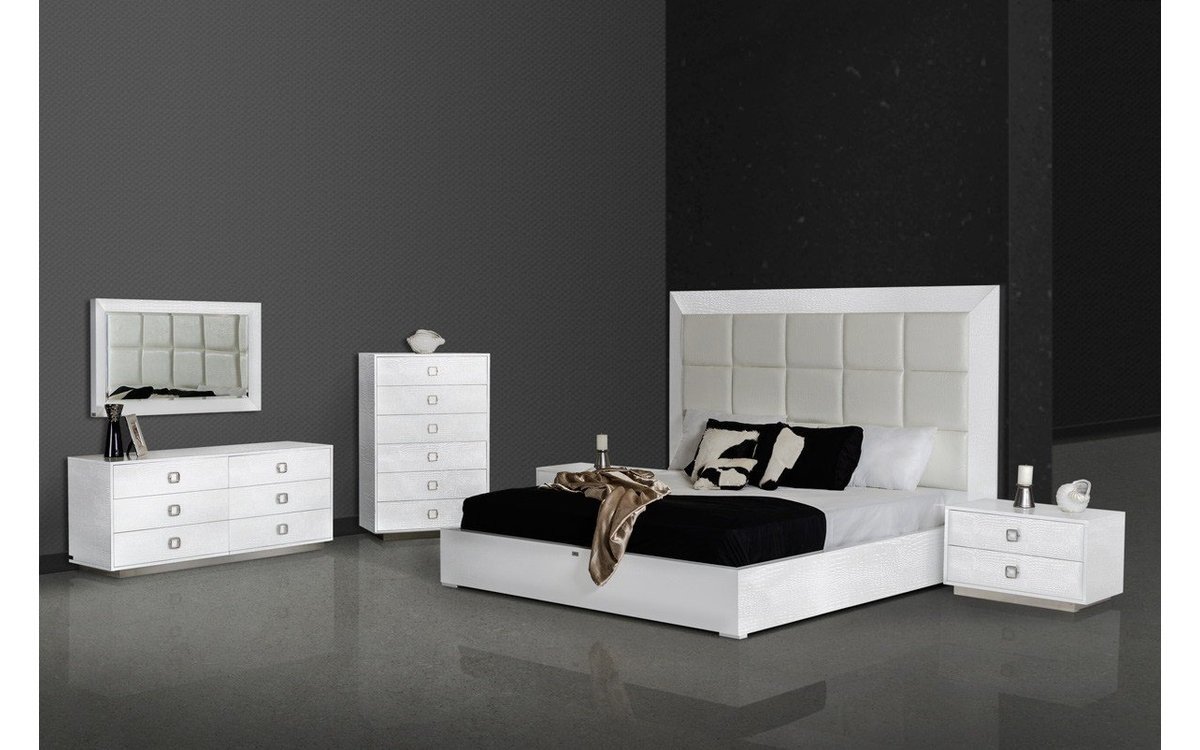 White Lacquer Bedroom Set Elegant A&amp;x Victoria Modern White Crocodile Bedroom Set Queen Buy