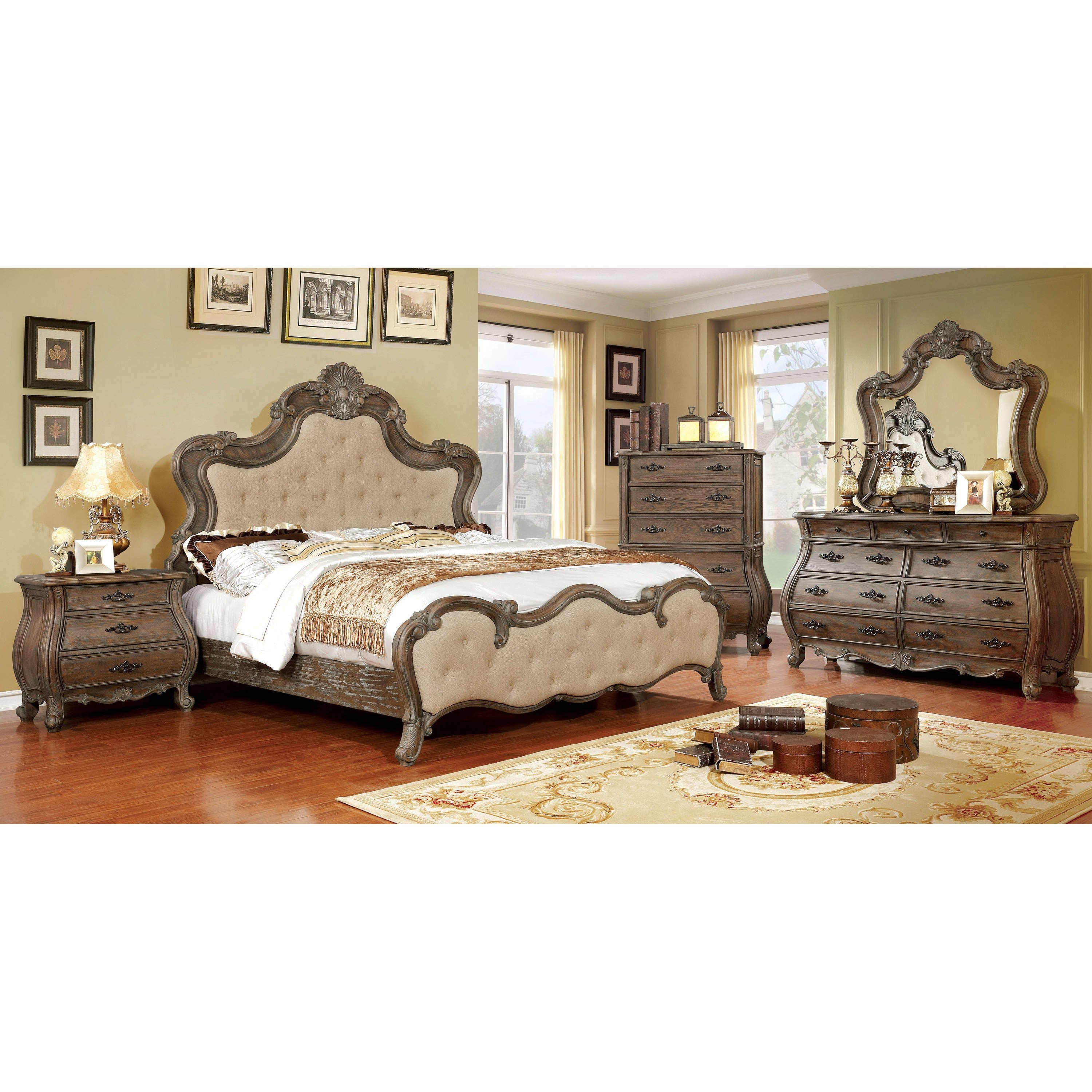 White Tufted Bedroom Set Lovely Furniture Of America Yito Traditional Brown solid Wood Panel Bed