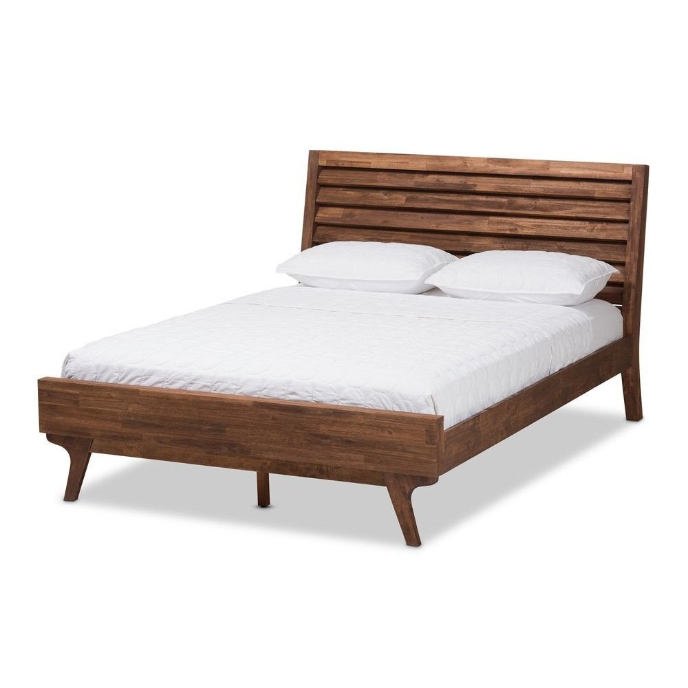 Wood and Metal Bedroom New Queen Sierra Midcentury Modern Wood Platform Bed Brown