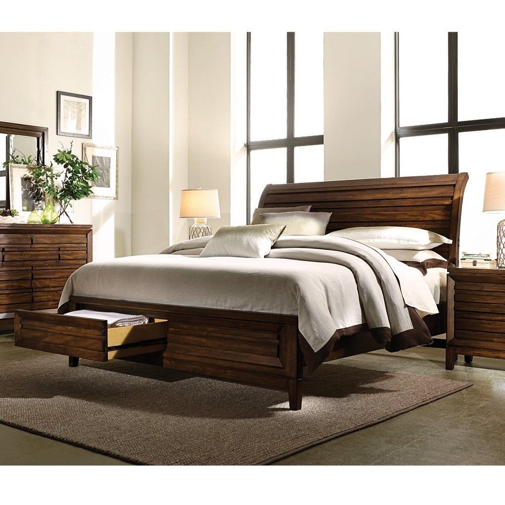 Wood Queen Bedroom Set Inspirational Walnut Park Wood Sleigh Storage Bed In Root Beer In 2019