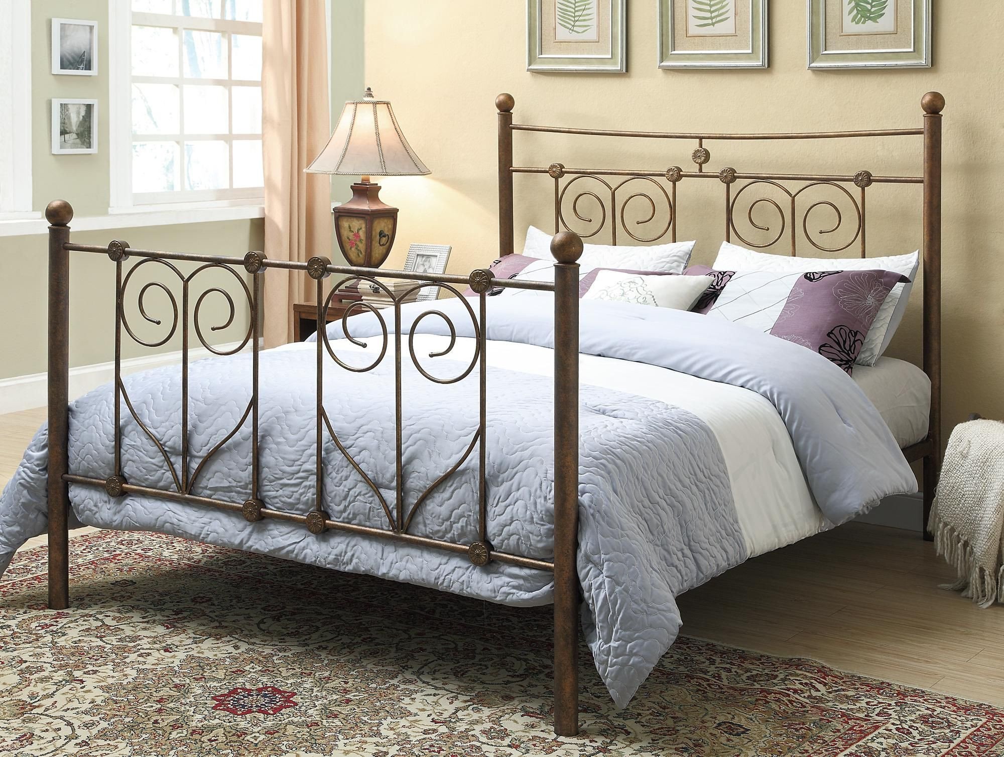 Wrought Iron Bedroom Set New Rustic Metal Head &amp; Footboard Traditional Feel Mhf