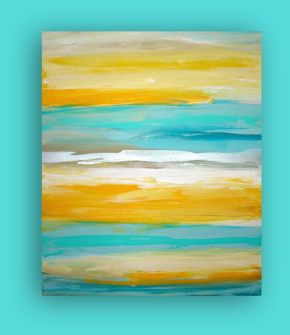 Yellow and Turquoise Bedroom Fresh Art Yellow Turquoise original Abstract Painting Modern